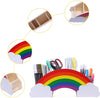 EXERZ Rainbow Pencil Holder + 50pcs Star Stickers - Wooden Desk Organiser