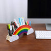 EXERZ Rainbow Pencil Holder + 50pcs Star Stickers - Wooden Desk Organiser