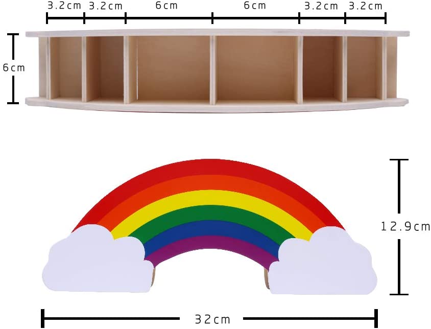 EXERZ Rainbow Pencil Holder + 50pcs Star Stickers - Wooden Desk Organiser