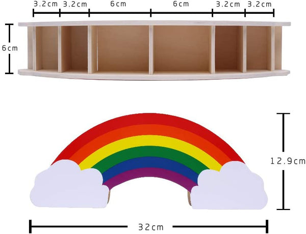 EXERZ Rainbow Pencil Holder + 50pcs Star Stickers - Wooden Desk Organiser