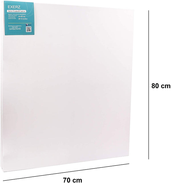 Exerz 70x80cm Stretched Canvas 4pk - 1.7cm/ 280GSM 100% Cotton