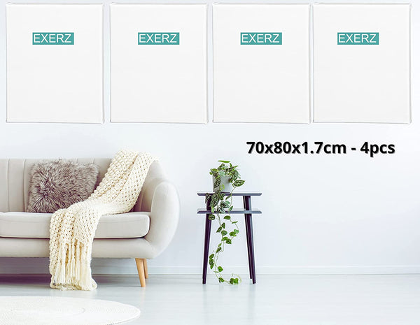 Exerz 70x80cm Stretched Canvas 4pk - 1.7cm/ 280GSM 100% Cotton
