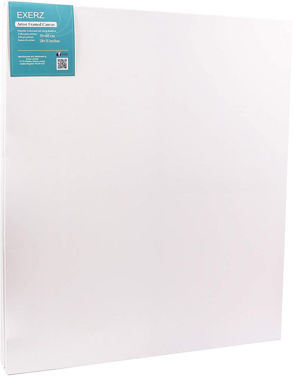 Exerz 70x80cm Stretched Canvas 4pk - 1.7cm/ 280GSM 100% Cotton