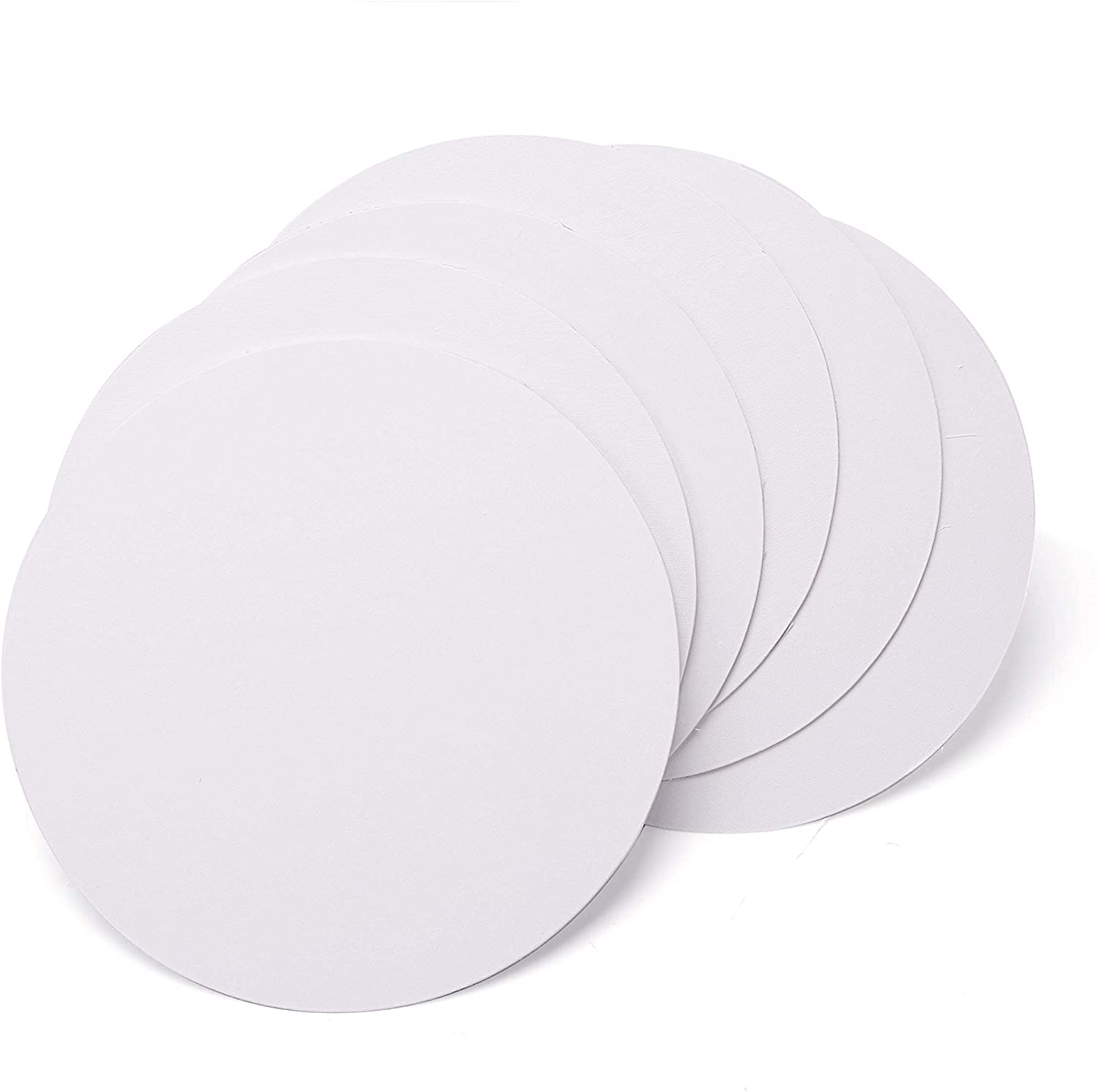 Exerz 30cm Round Canvas Panels 6pcs- 3mm 280gsm 100% Cotton Diameter 30cm Canvas Board
