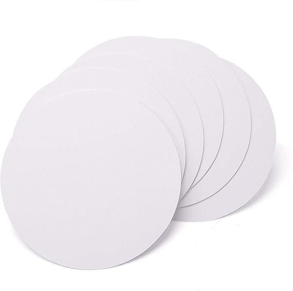Exerz 30cm Round Canvas Panels 6pcs- 3mm 280gsm 100% Cotton Diameter 30cm Canvas Board
