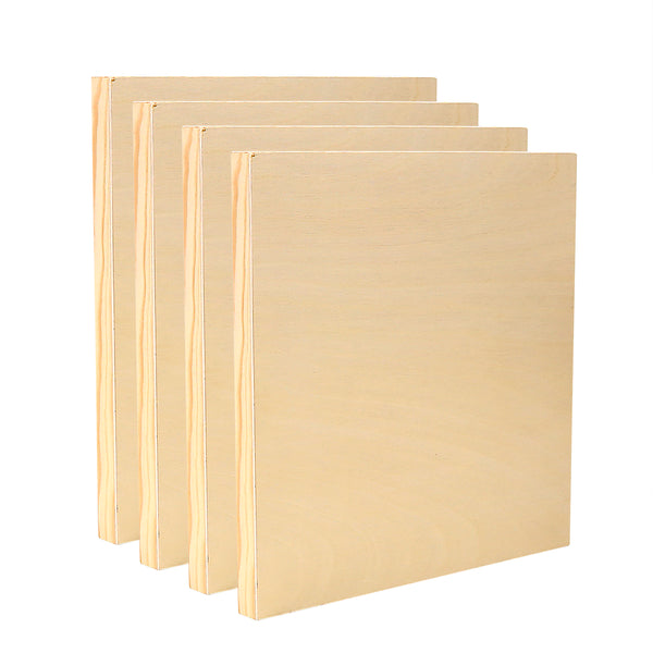 EXERZ Wooden Paint Boards 25.4x25.4cm – 4 Pack Square Wooden Panels for Acrylic, Oil & Mixed Media Painting – Large Smooth Panels Craft Boards for Artists, Kids & DIY Projects