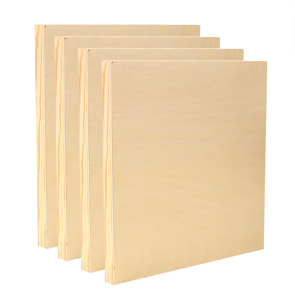 EXERZ Wooden Paint Boards 30.5x30.5cm – 4 Pack Square Wooden Panels for Acrylic, Oil & Mixed Media Painting – Large Smooth Panels Craft Boards for Artists, Kids & DIY Projects
