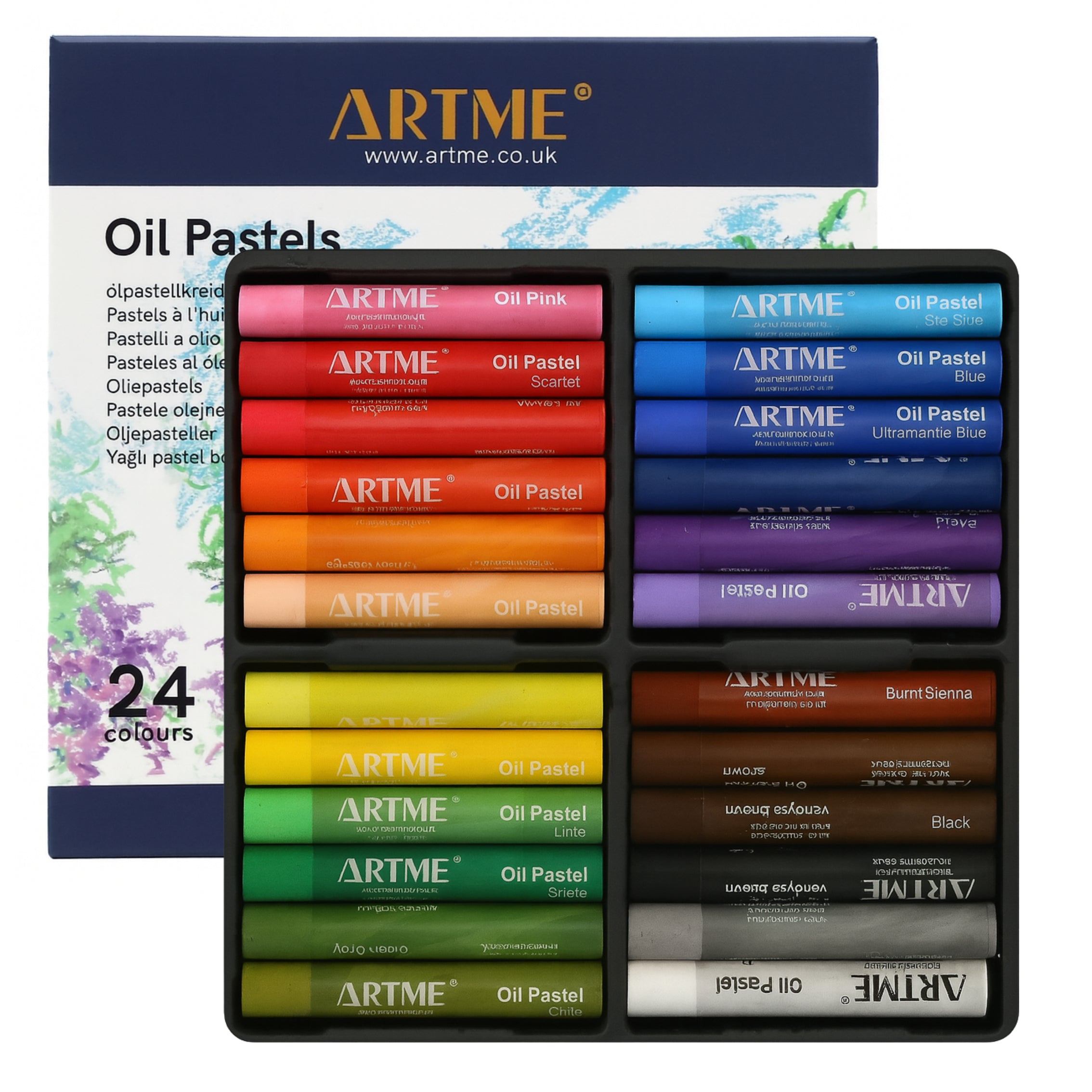 Artme Oil Pastel Paint Sticks 24 Assorted Vibrant Colours