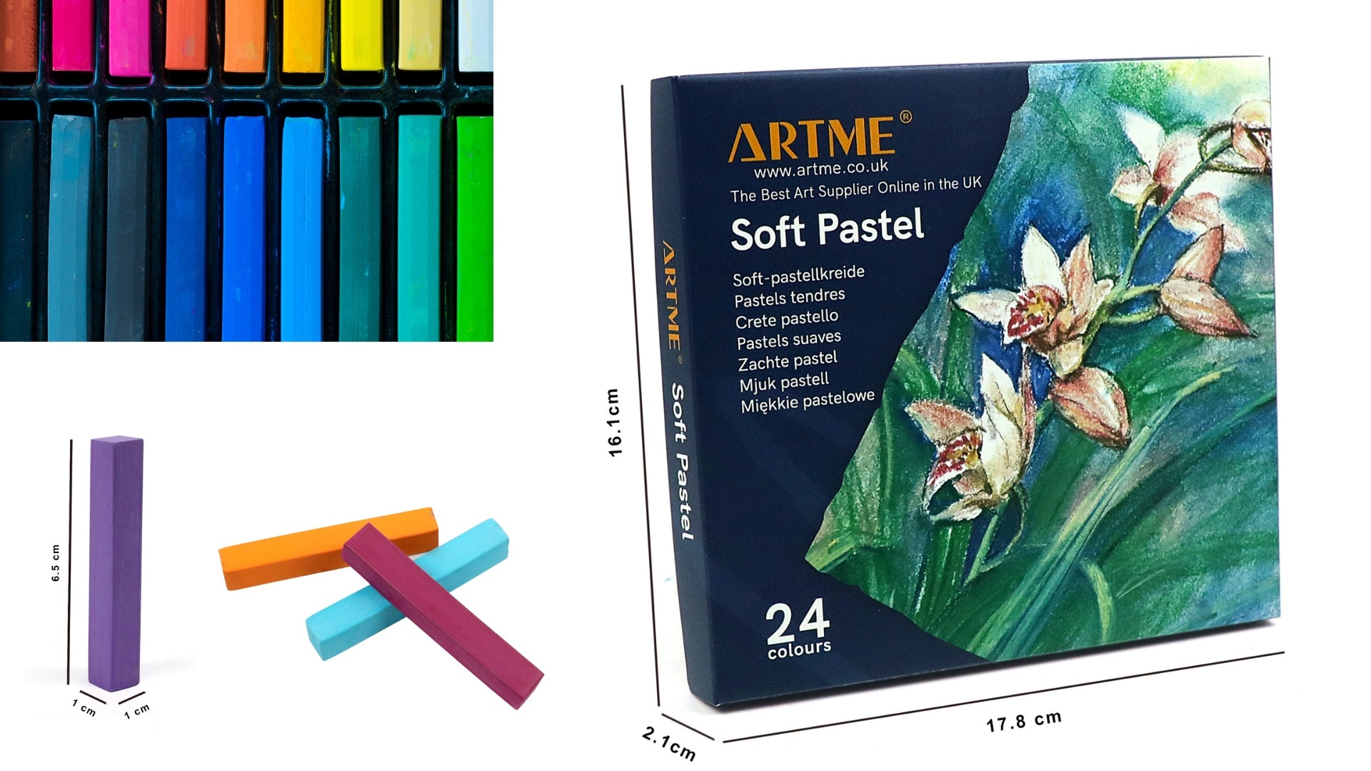 Artme Soft Pastel Paint Sticks Set 24 Assorted Vibrant Colours