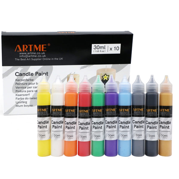 ARTME Candle Paint Set – 10 Colours, 30ml – Safe to Burn with Candles