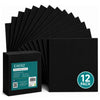 Exerz Black Canvas Panels 20x25cm 12pcs 3mm Canvas Board 280gsm 100% Cotton