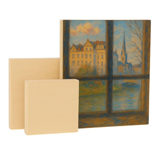 EXERZ Wooden Paint Boards 3pk (15.24 x 15.24cm, 25.4 x 25.4cm, 30.48 x 30.48cm) – Square Mixed Wooden Panels for Acrylic, Oil & Mixed Media Painting - for Artists, Kids & DIY Projects
