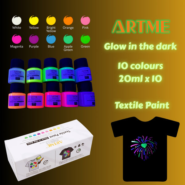 ARTME Glow in the Dark Textile Paint 20ml x10pcs