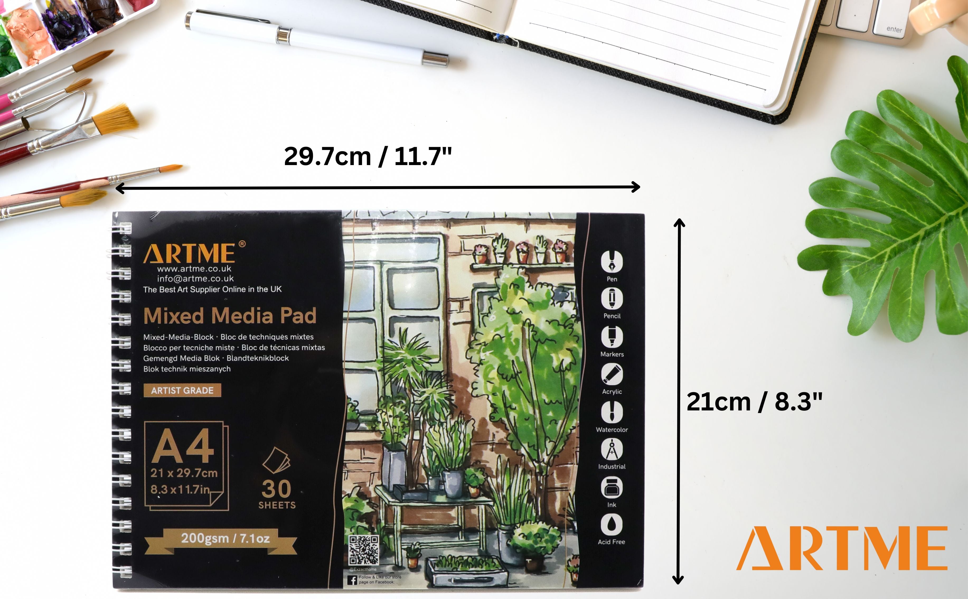 ARTME A4 Mixed Media Pad 2pk, 30 Sheets 200gsm, Spiral Bound
