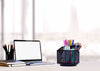 EXERZ Desk Organiser/Mesh Desk Tidy Caddy/Pencil Holder/Multifunctional 360 Rotating - Black