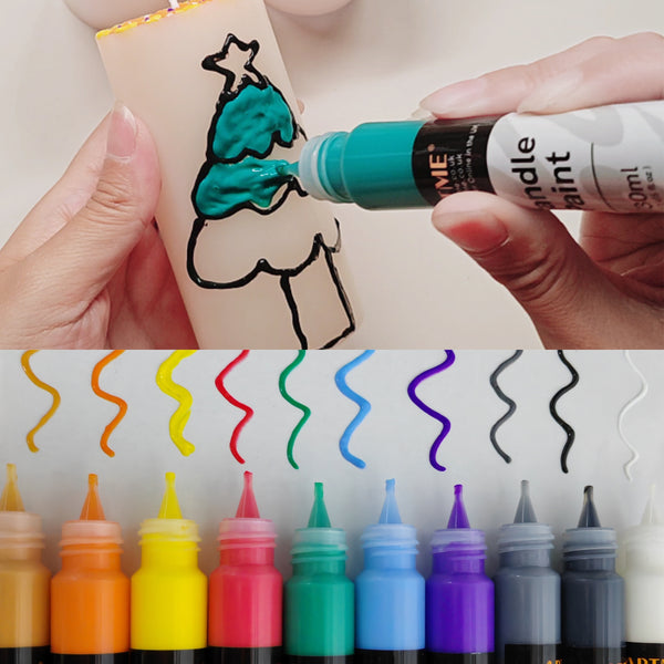 ARTME Candle Paint Set – 10 Colours, 30ml – Safe to Burn with Candles
