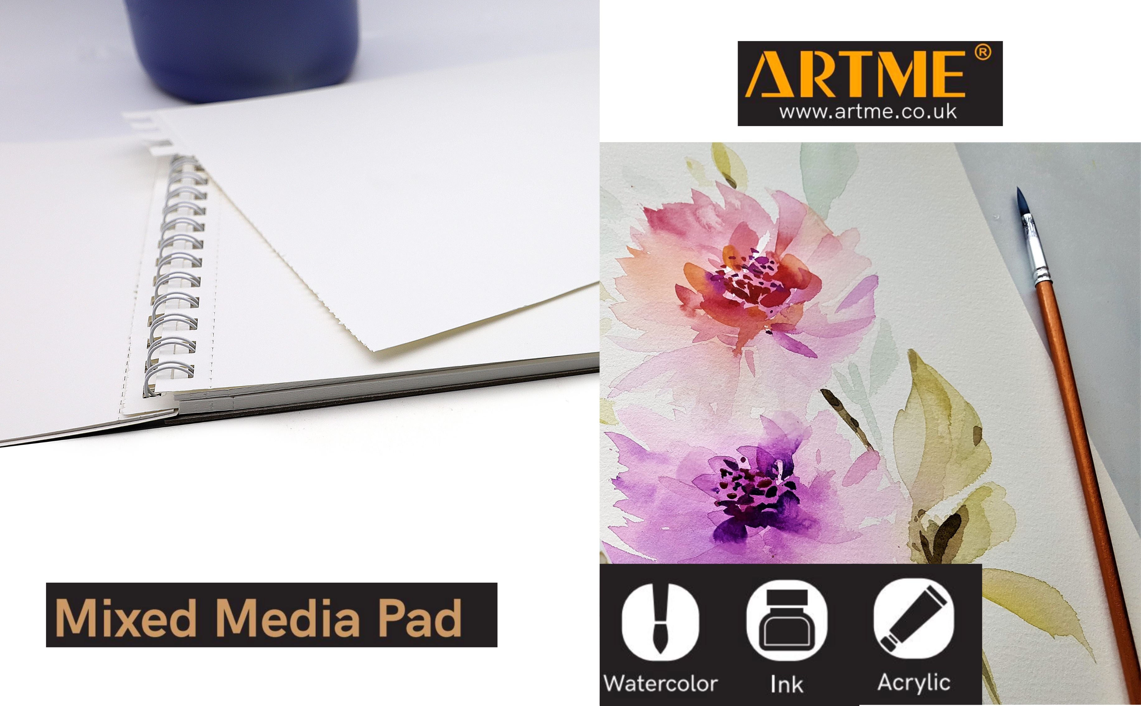 ARTME A4 Mixed Media Pad 2pk, 30 Sheets 200gsm, Spiral Bound
