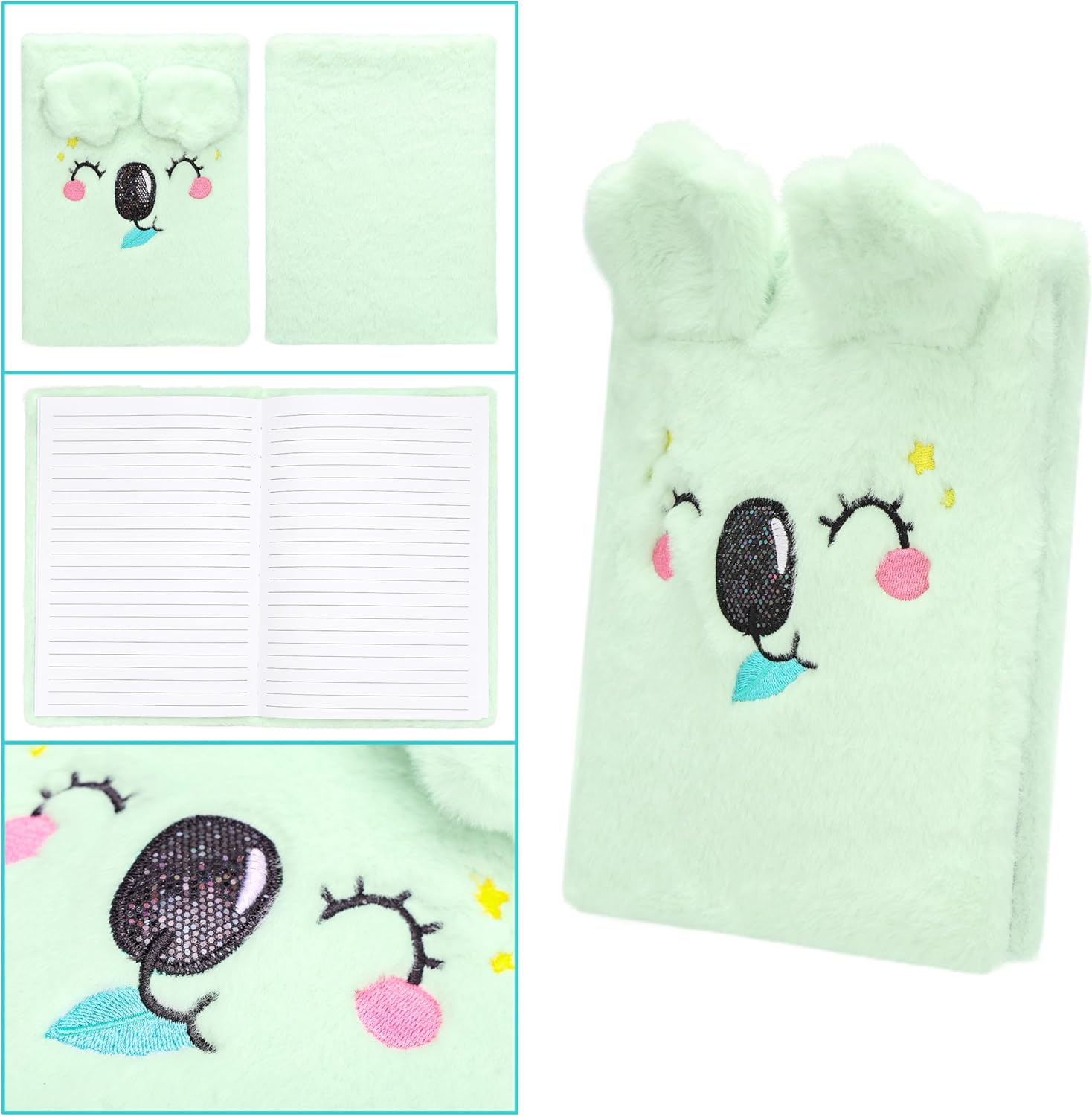 EXERZ A5 Notebook - Mint Green Koala - pop up ears