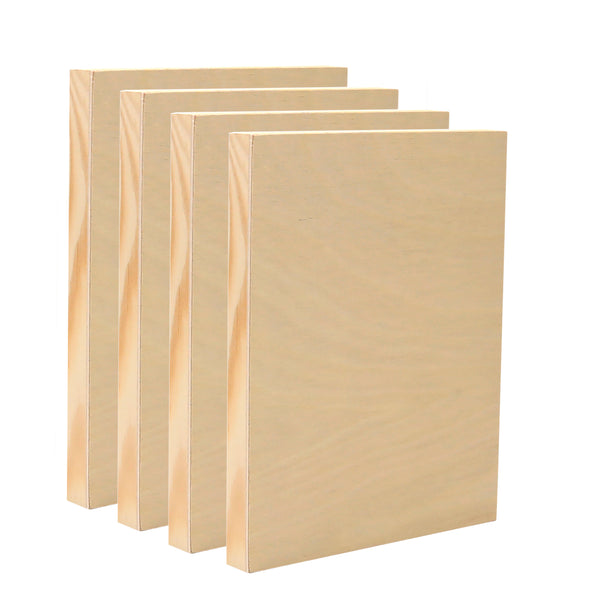 EXERZ Wooden Paint Boards 20.3x25.4cm – 4 Pack Square Wooden Panels for Acrylic, Oil & Mixed Media Painting – Large Smooth Panels Craft Boards for Artists, Kids & DIY Projects (8"x10"-4PK)
