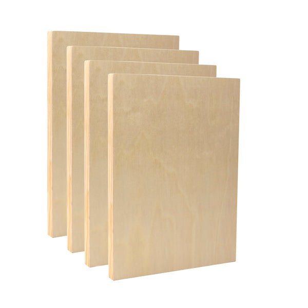 EXERZ Wooden Paint Boards 22.9x30.5cm – 4 Pack Rectangle Wooden Panels for Acrylic, Oil & Mixed Media Painting | Smooth Craft Boards for Artists, Kids & DIY Projec