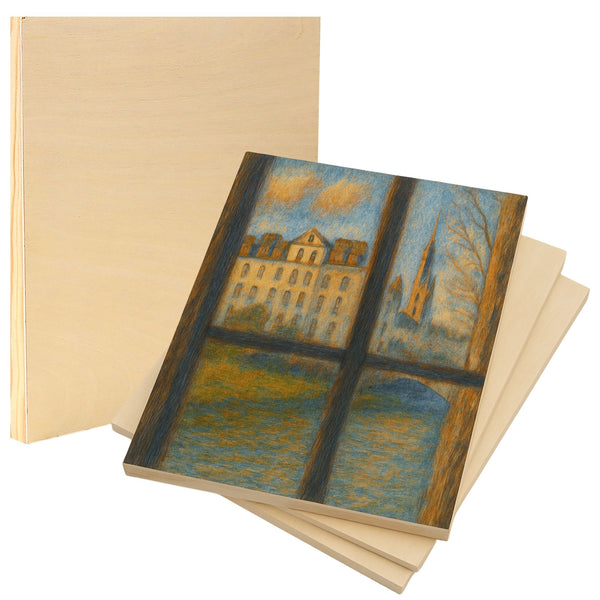 EXERZ Wooden Paint Boards 22.9x30.5cm – 4 Pack Rectangle Wooden Panels for Acrylic, Oil & Mixed Media Painting | Smooth Craft Boards for Artists, Kids & DIY Projec