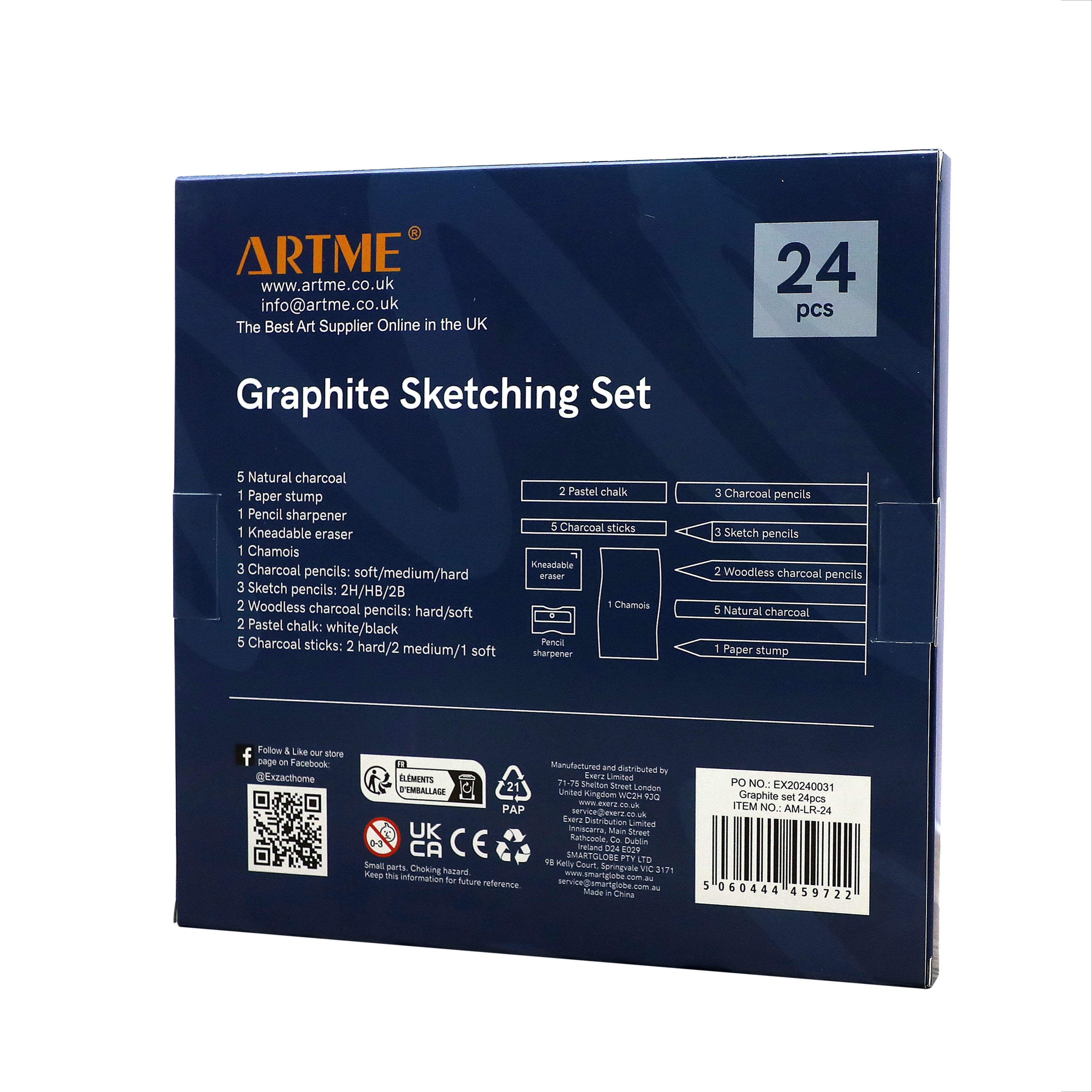 Artme Graphite Sketching Set 24pcs - Complete Drawing Kit