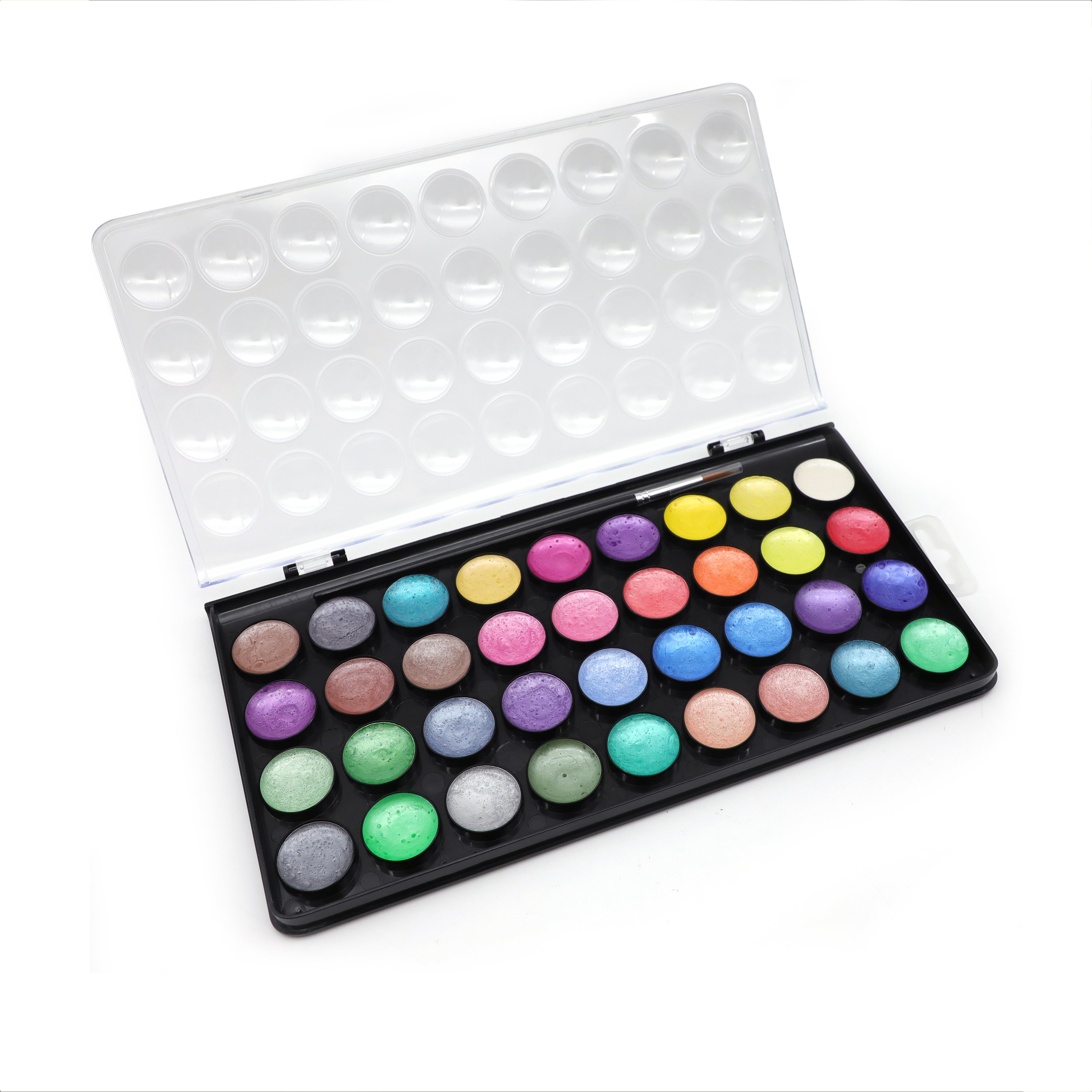 Artme Metallic Watercolour Painting Cake Palettes with an Artist Brush - 36 Vibrant Colours