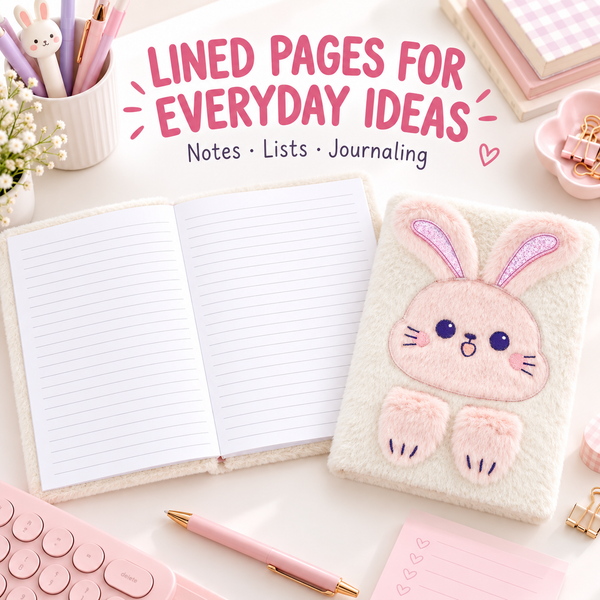 EXERZ A5 Fluffy Rabbit Notebook -Foldable Ears, 160 Pages Lined Paper