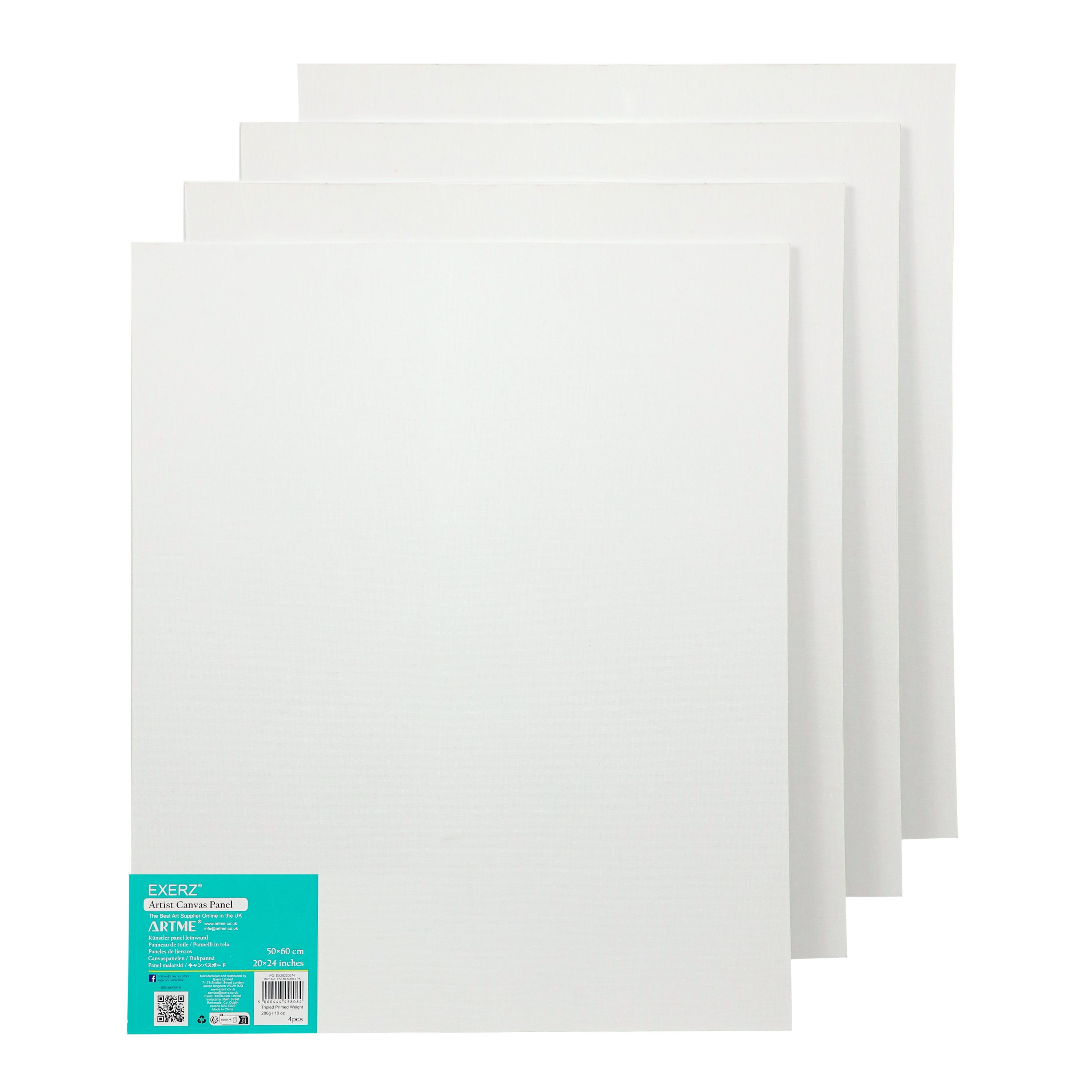 Exerz 50x60cm Canvas Panels 4pcs 3mm Artist Canvas Board Blank 280gs