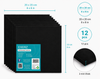 Exerz Black Canvas Panels 20x20cm 12pcs 3mm Canvas Board 280gsm 100% Cotton