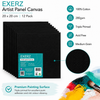 Exerz Black Canvas Panels 20x20cm 12pcs 3mm Canvas Board 280gsm 100% Cotton