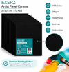 Exerz Black Canvas Panels 20x25cm 12pcs 3mm Canvas Board 280gsm 100% Cotton