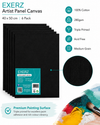 Exerz 40x50cm Black Canvas Panels 3mm 6pcs - Canvas Board 100% Cotton 280gsm