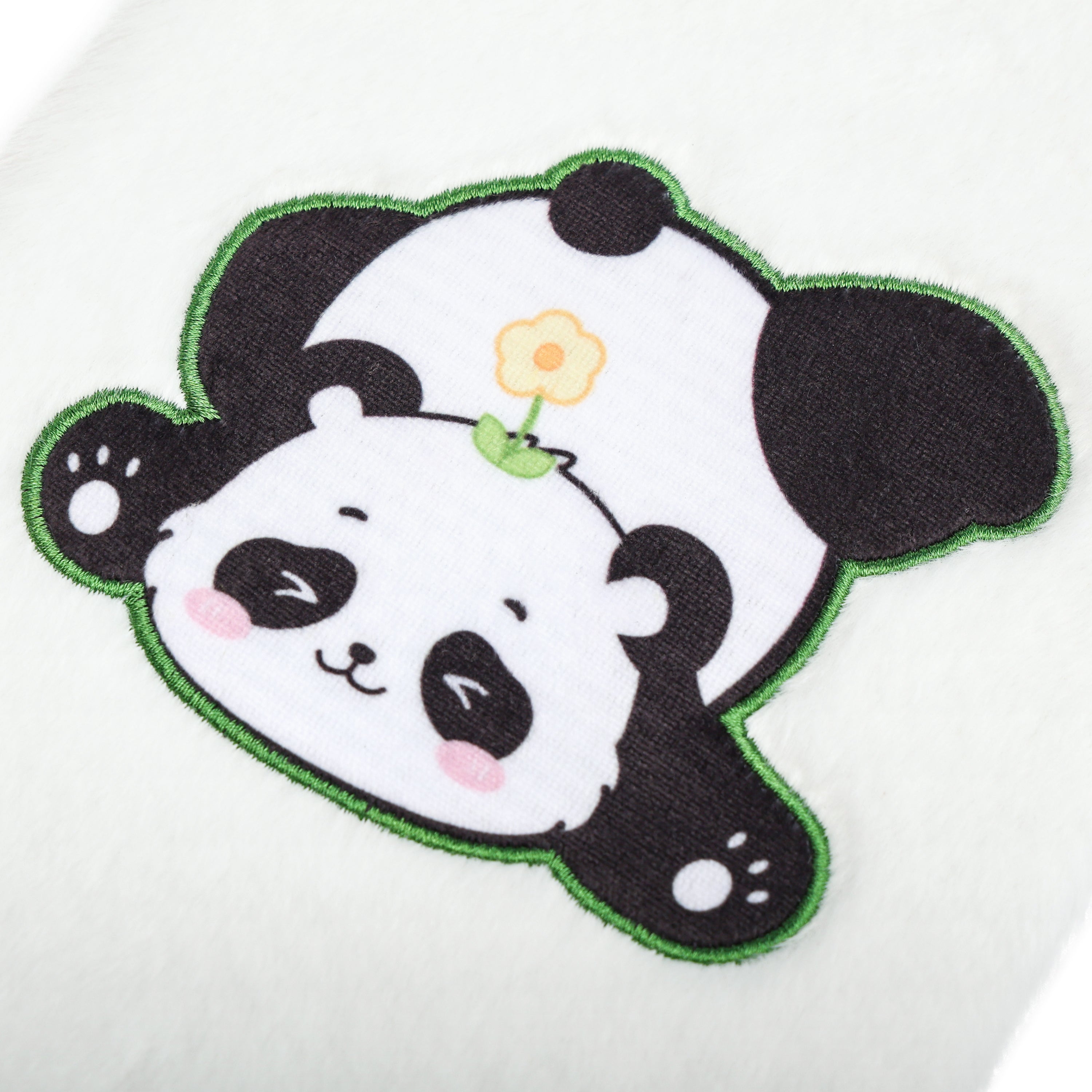 EXERZ A5 Fluffy Panda Notebook - Embroidered Cover, 160 Pages Lined Paper