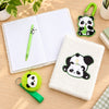 EXERZ A5 Fluffy Panda Notebook - Embroidered Cover, 160 Pages Lined Paper