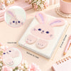 EXERZ A5 Fluffy Rabbit Notebook -Foldable Ears, 160 Pages Lined Paper