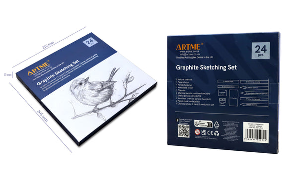 Artme Graphite Sketching Set 24pcs - Complete Drawing Kit