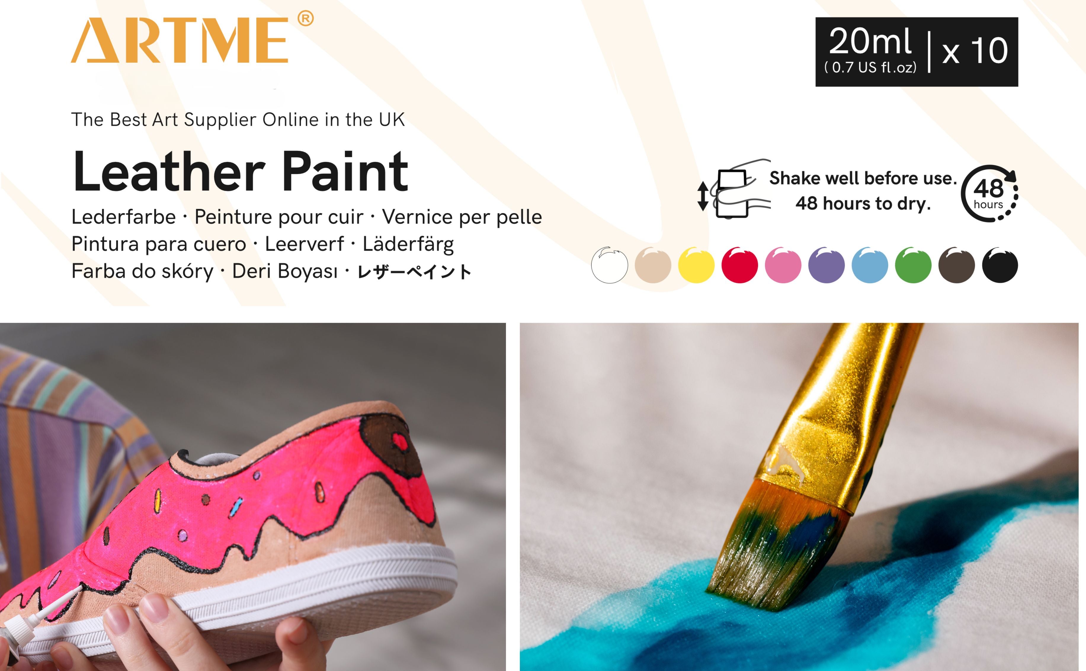 Artme Acrylic Leather Paint 10 colours 20ml x10