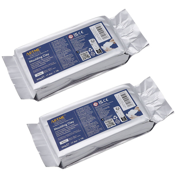 ARTME Air Dry Clay White 1000g (500g x 2pk) Modelling Clay Air Hardening