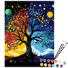 EXERZ Painting by Numbers Kit,30x40cm Canvas with Acrylic Pigment, Brushes and Accessories (Tree)