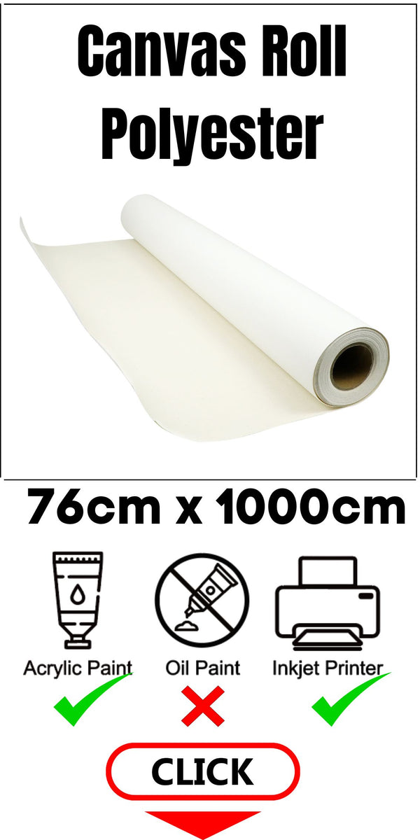 EXERZ Canvas Roll 76cm x 10M Polyester 280gsm - Acrylic Painting and Inkjet Printing (Polyester)