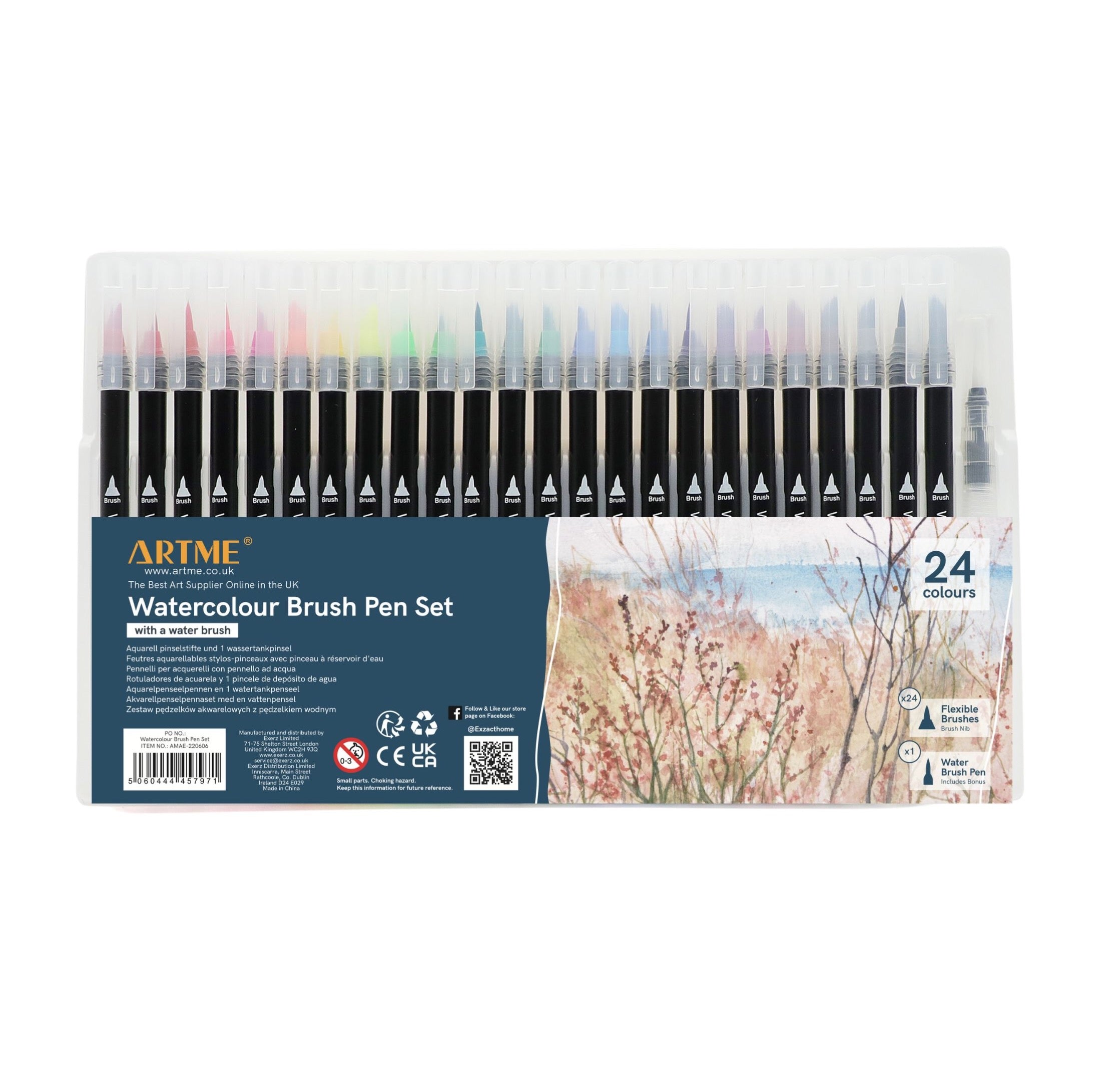 ARTME Watercolour Brush Pens 24 Colours + 1 Water Brush