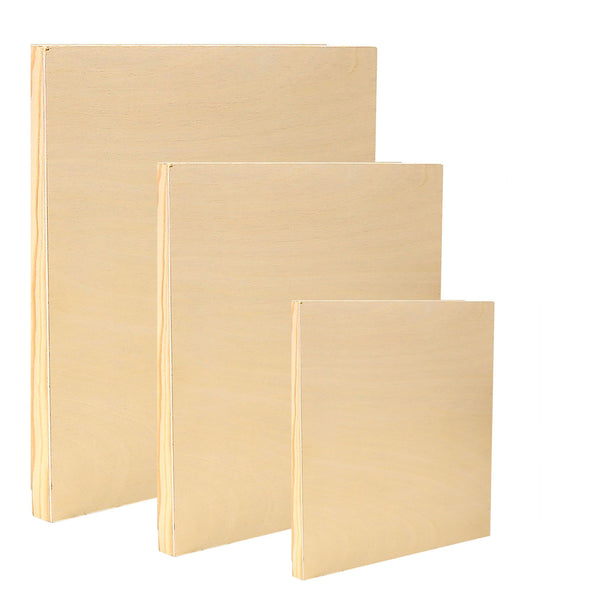 EXERZ Wooden Paint Boards 3pk (12.7 x 17.78cm, 22.86 x 30.48cm, 27.94 x 35.56cm) – Mixed Size Wooden Panels for Acrylic, Oil & Mixed Media Painting - Artists, Kids & DIY Projects