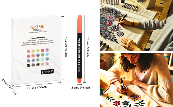 Artme Fabric Pens 20pcs, Textile Markers