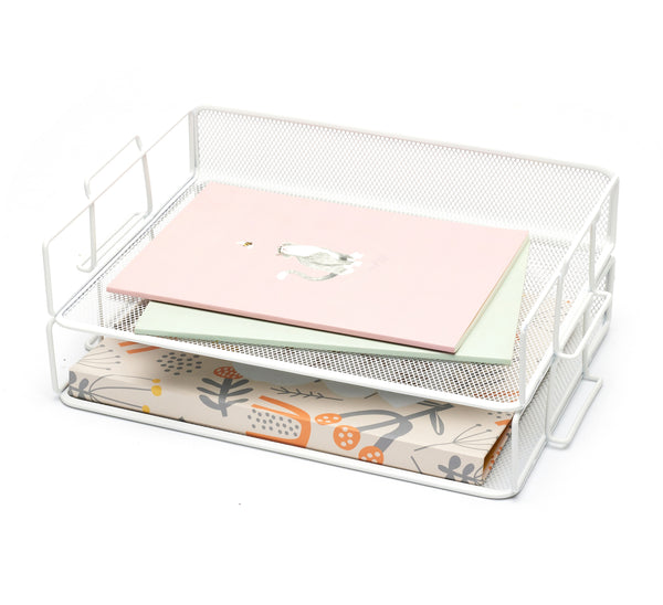 Exerz Letter Trays 2pcs - Stackable Paper Sorter File Trays - White