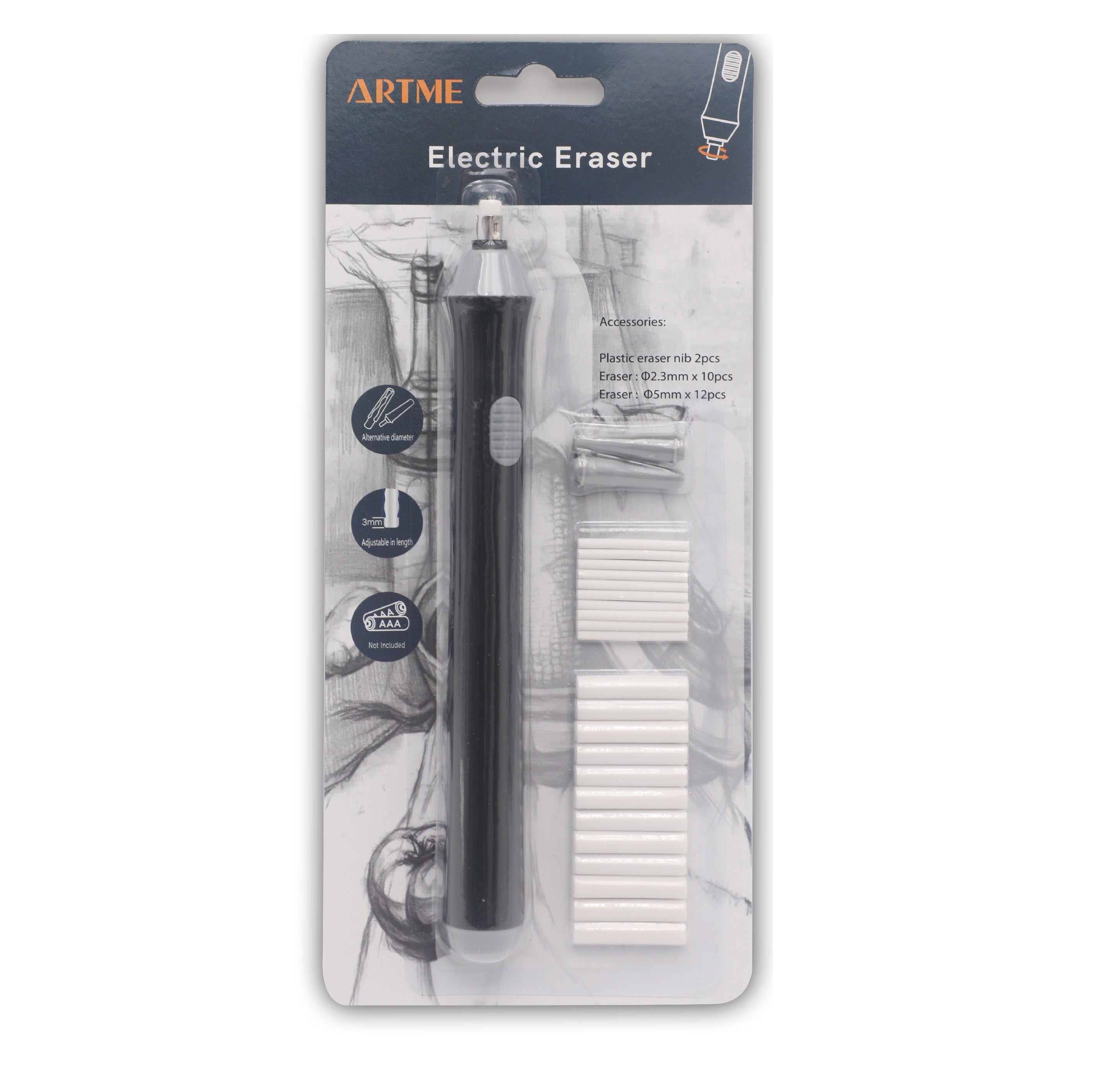 Artme Electric Eraser Automatic Portable Rubber, 22pcs refills included