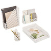 Exerz Desk Organiser 4 Pieces Office Set- Desktop Metal Mesh Filing - White