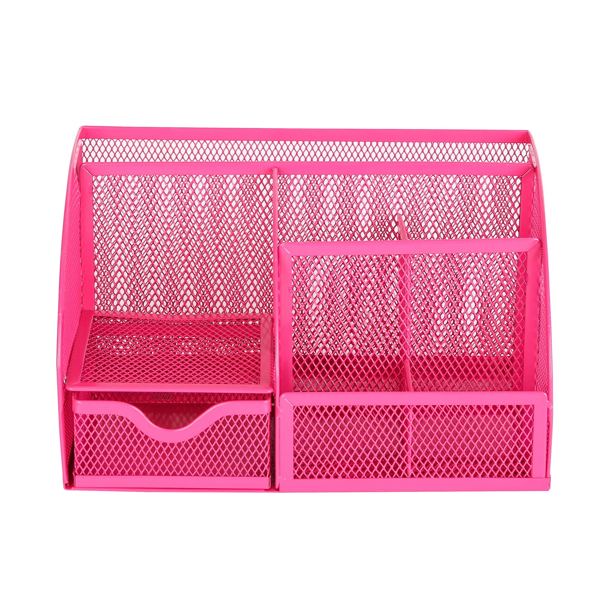 EXERZ Desk Organiser with 7 Compartments -Mesh Desk Tidy Caddy - Pink