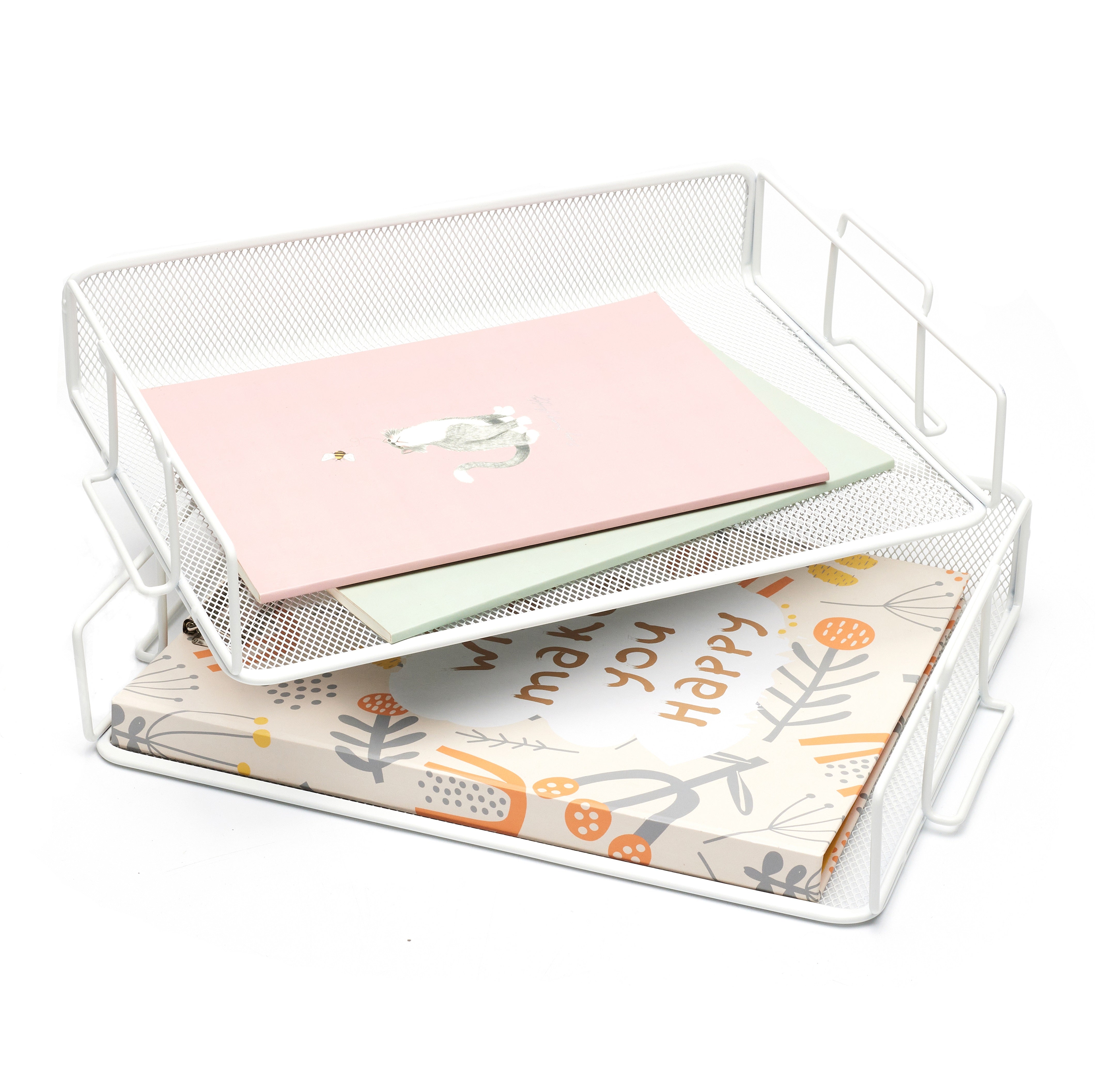 Exerz Letter Trays 2pcs - Stackable Paper Sorter File Trays - White