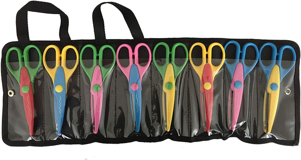 EXERZ Craft Scissors 8pcs with a Carrying Bag 8 Patterns